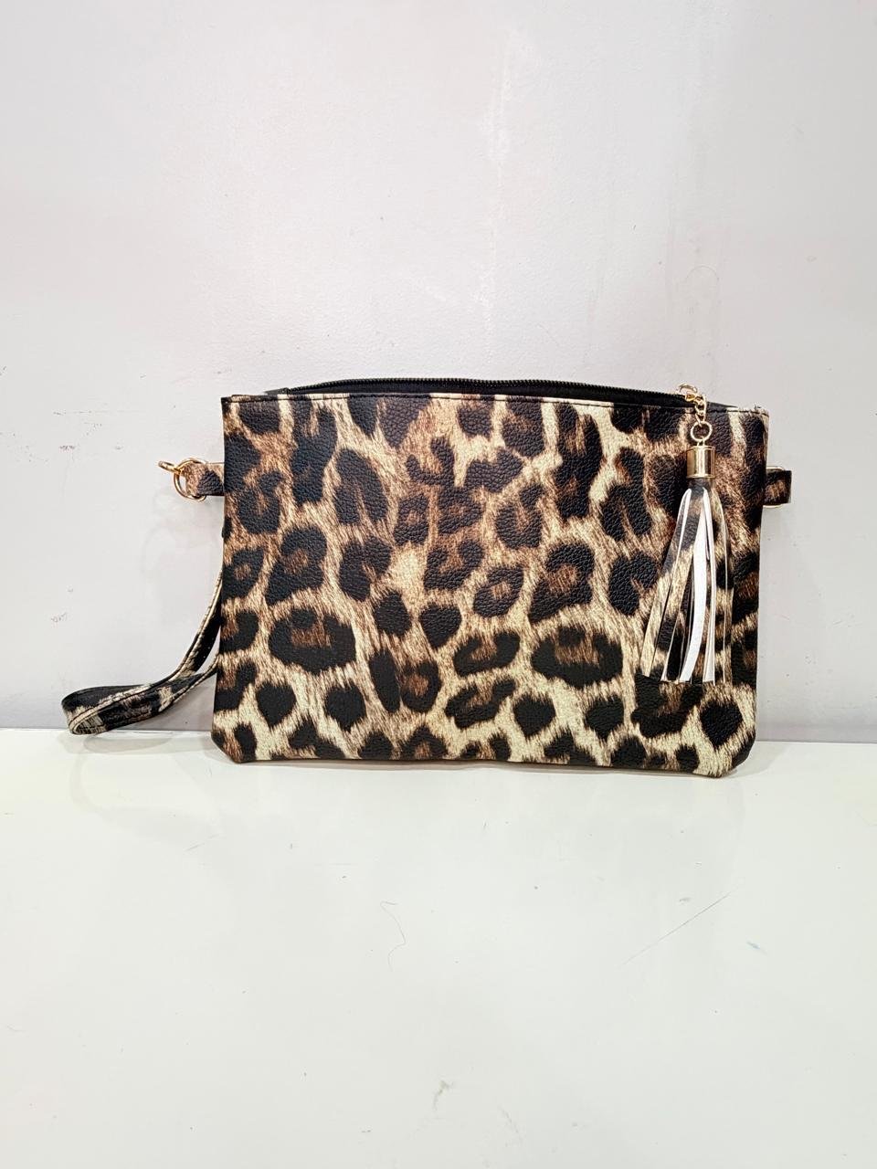 Leopard Print Tassel Clutch