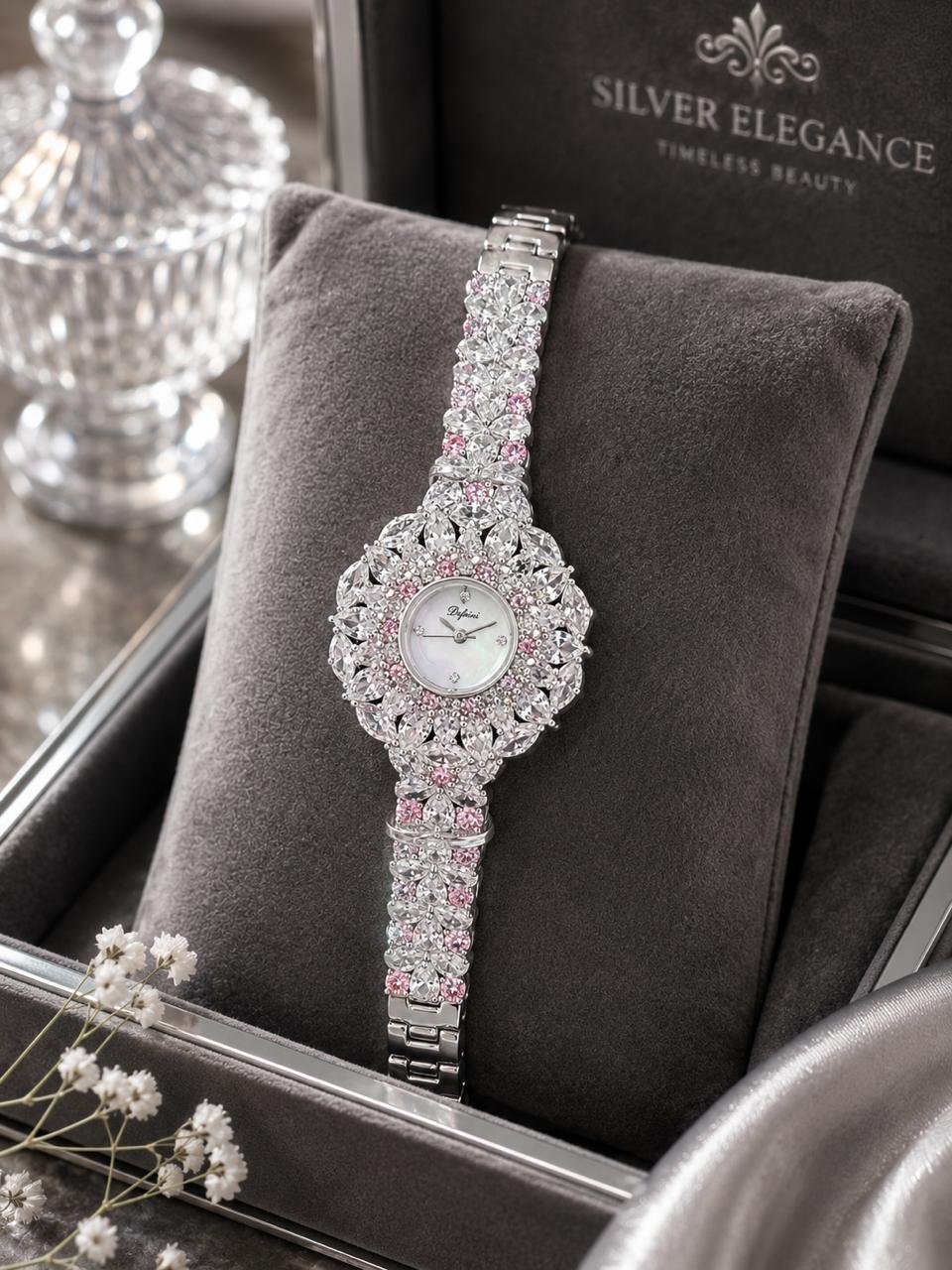 Pink Crystal Bracelet Watch